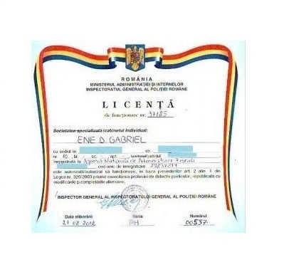 Detectivi Bucuresti licenta Cabinet Individual Ene D. Gabriel